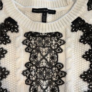 White House Black Market White and Black Sweater